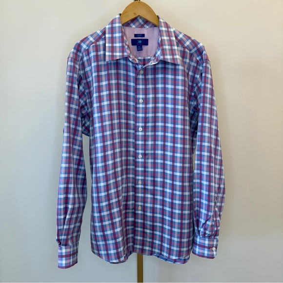 Men's Egara XL Multicolor Plaid Non-Iron Long Sleeve Button-Down Dress Shirt - Picture 1 of 11